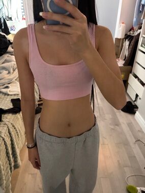 H&M Pink Ribbed Crop Tank Top
